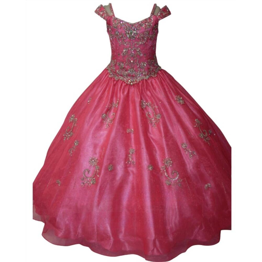 NEW LITTLE ROSIE girl's glitz pageant dress in flamingo